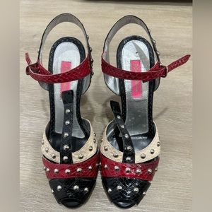 Vintage Betsey Johnson Multicolored Ankle Strap Open toe heels Size 9M